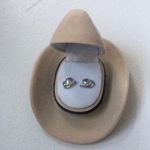 COWGIRL HAT STUD EARRINGS STERLING SILVER